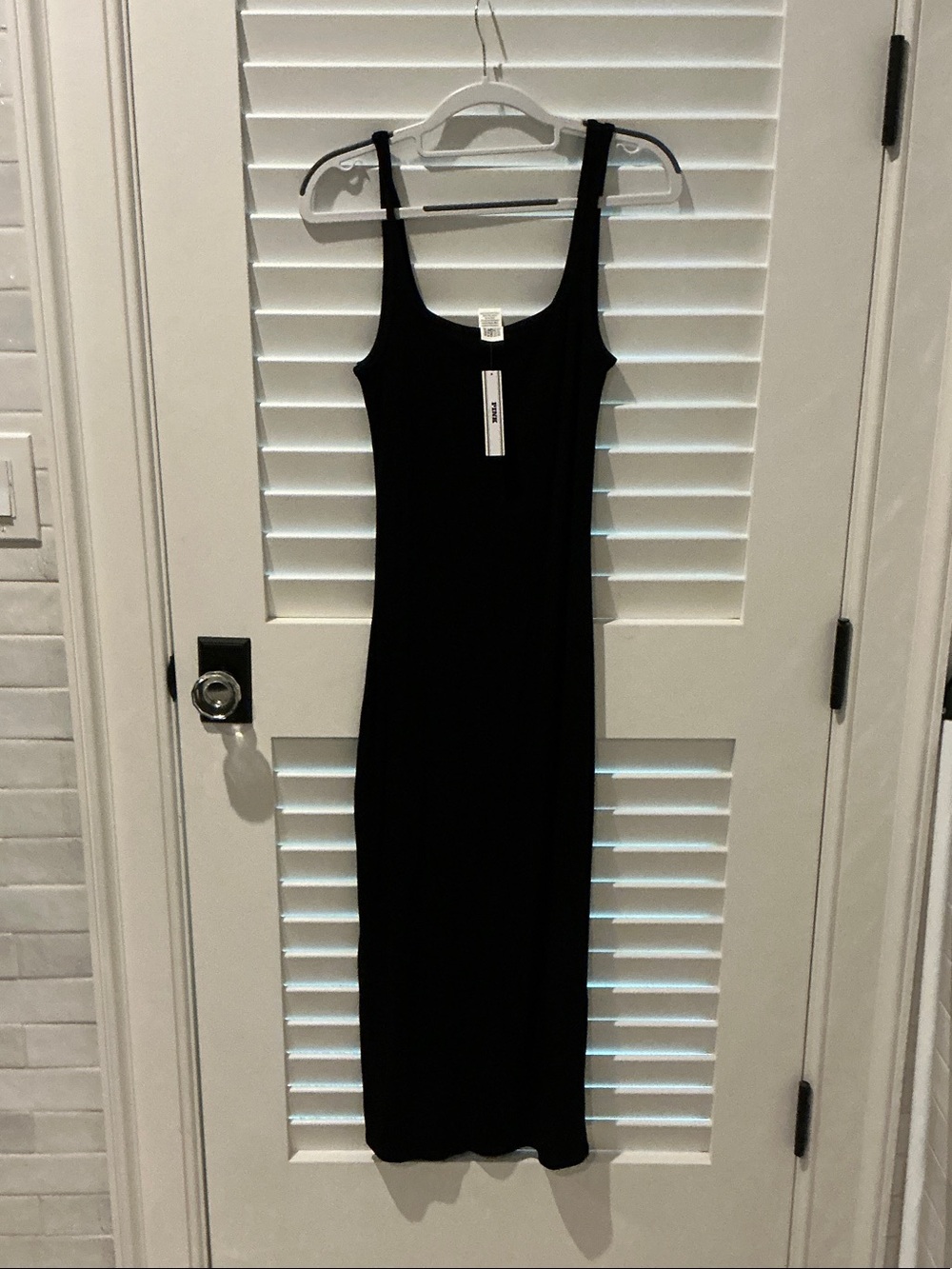 Black Ribbed Tank Midi Dress - vspink